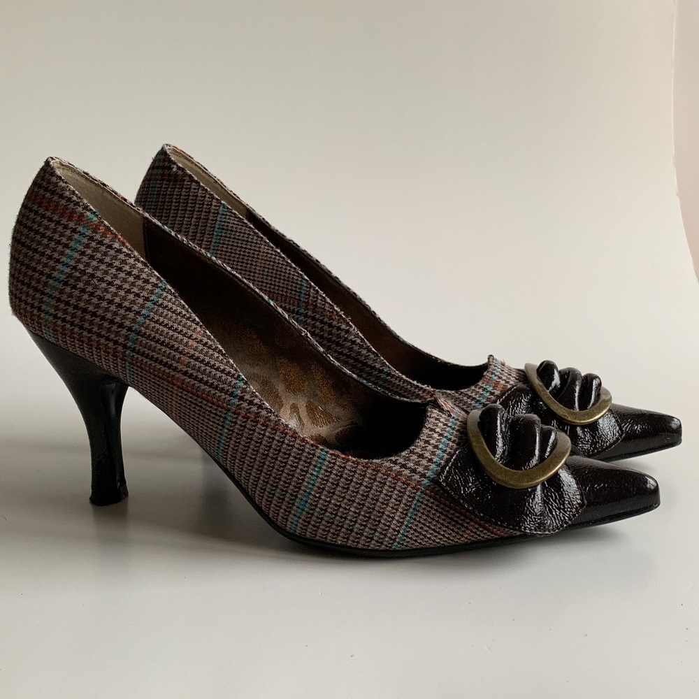 J Renee Brown Plaid with Bow Detail Size 9M
